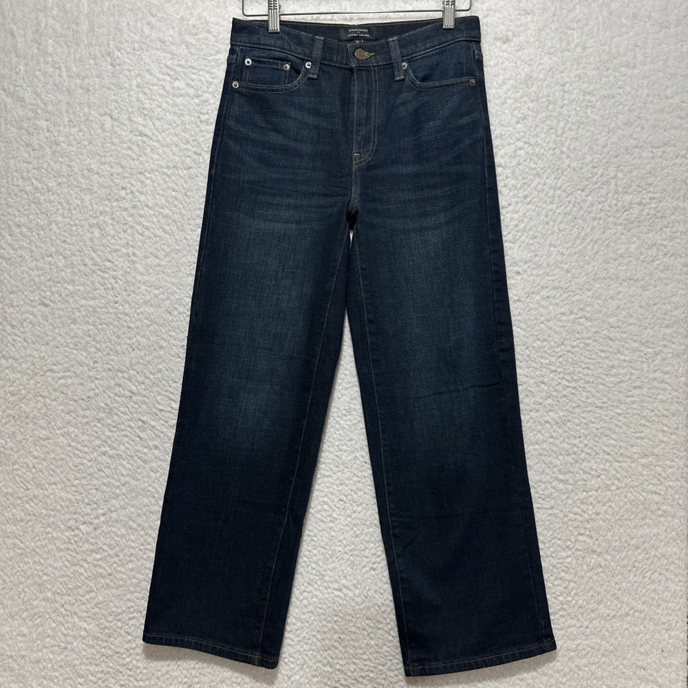 BANANA REPUBLIC Womens Jeans Size 26 Dark Blue Straight High Rise Ankle Wide Leg